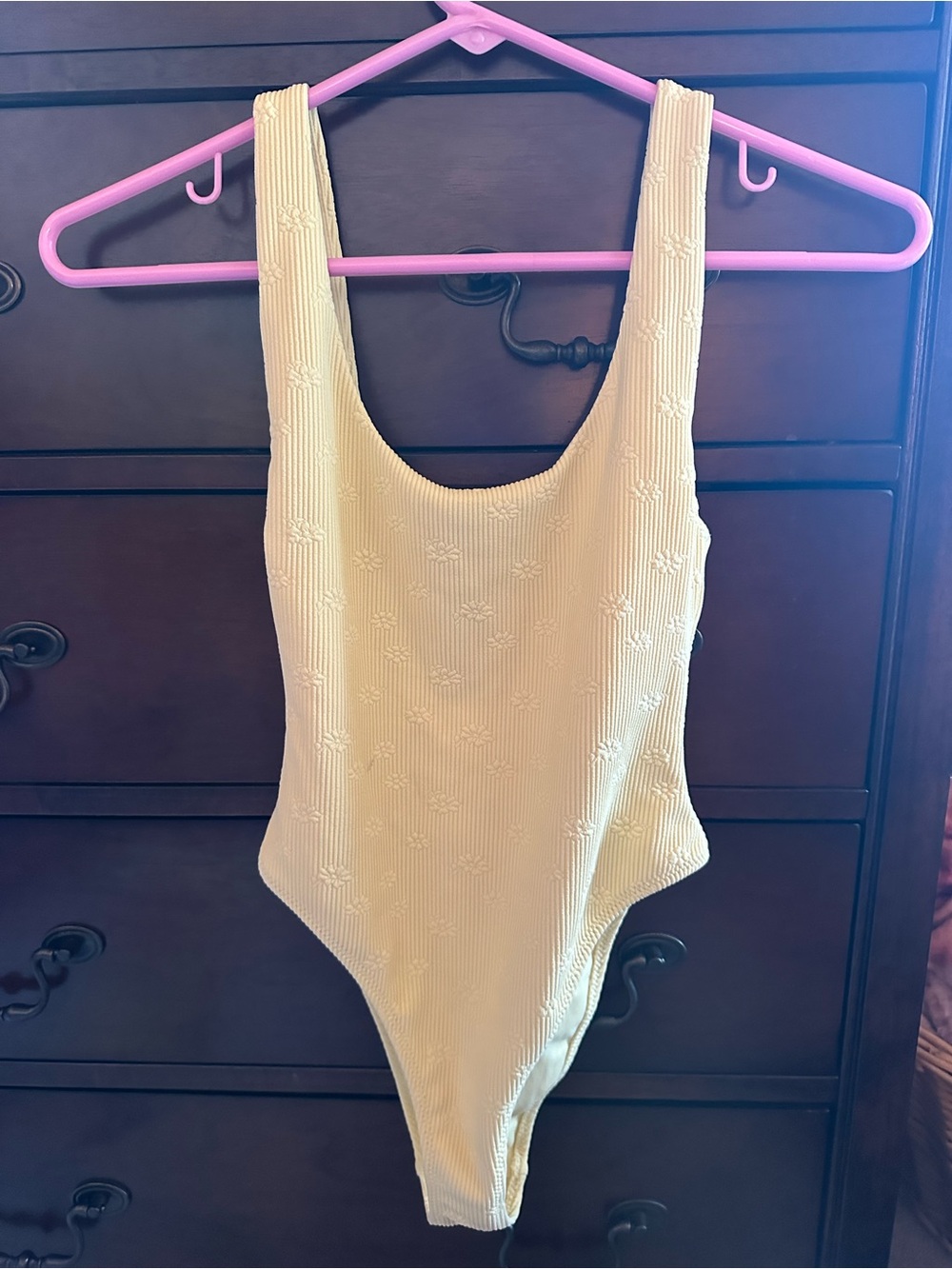PacSun Kids Ribbed Scoop Back One-Piece Swimsuit - Light Yellow